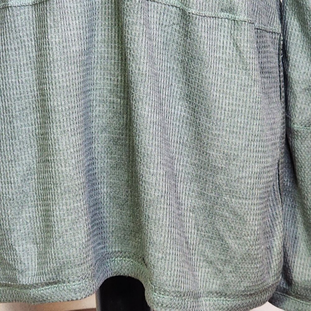 Fringe Studios Green Cotton Poly LS Deep Side Slit High Low Waffle Knit Top Sz M - Picture 12 of 16